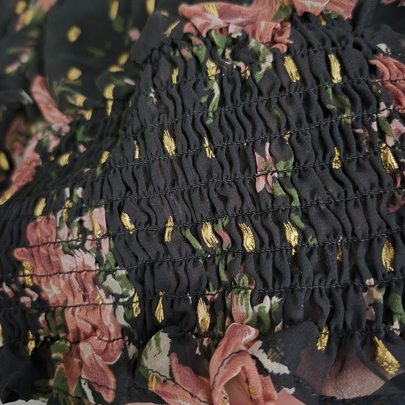 Lily Star Black Floral Square-Neck Cropped Top - Picture 3 of 6